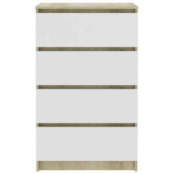 Aparador madera contrachapada blanco roble Sonoma 60x35x98,5 cm