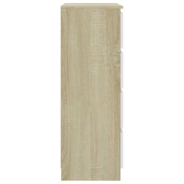 Aparador madera contrachapada blanco roble Sonoma 60x35x98,5 cm