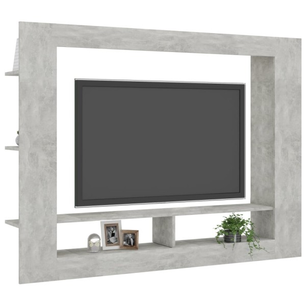 Mueble de TV madera contrachapada gris hormigón 152x22x113 cm