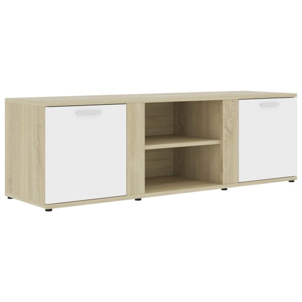 Mueble de TV madera contrachapada blanco y roble 120x34x37 cm