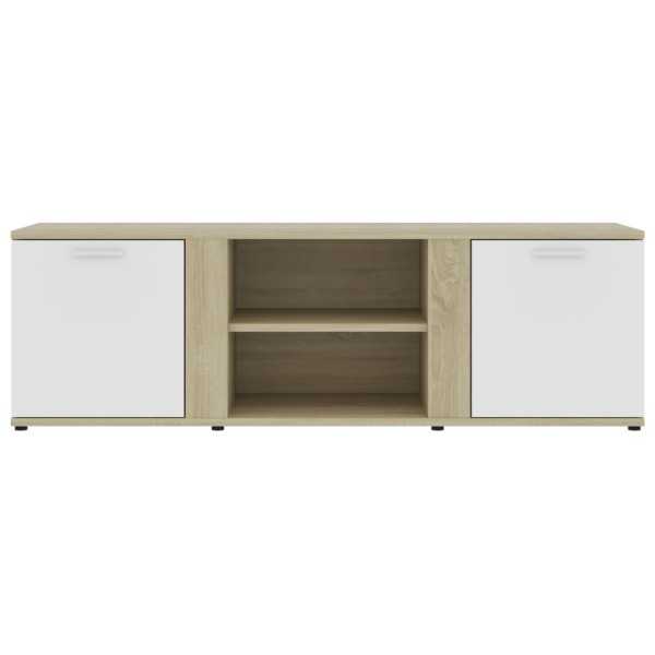 Mueble de TV madera contrachapada blanco y roble 120x34x37 cm