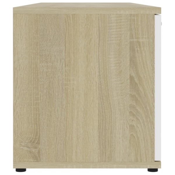 Mueble de TV madera contrachapada blanco y roble 120x34x37 cm