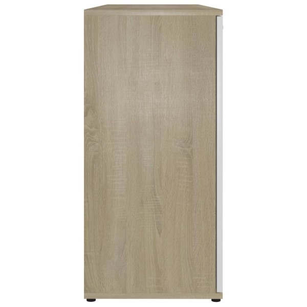 Aparador contrachapada blanco y roble Sonoma 120x35,5x75 cm