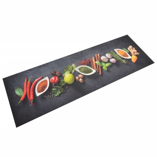 Alfombra de cocina lavable terciopelo dibujo especias 60x180 cm