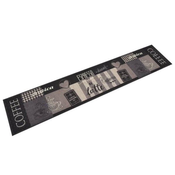 Alfombra de cocina lavable terciopelo negro café 60x300 cm