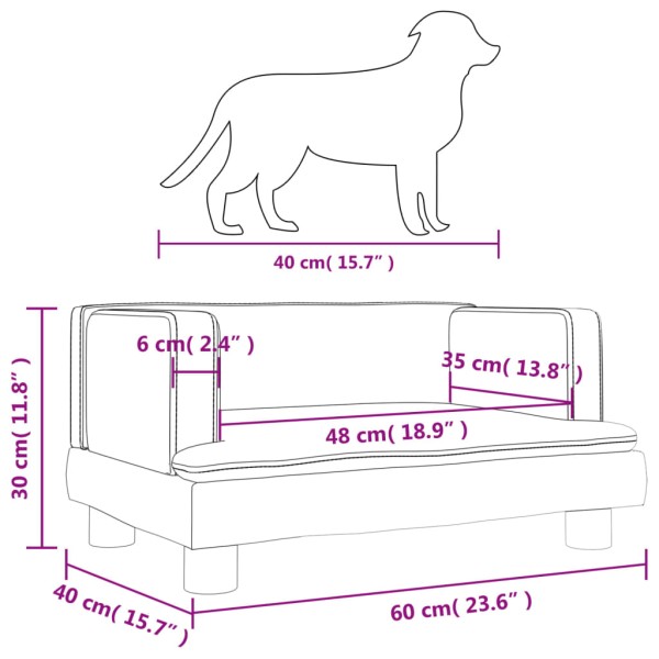 Cama para perros de terciopelo gris claro 60x40x30 cm