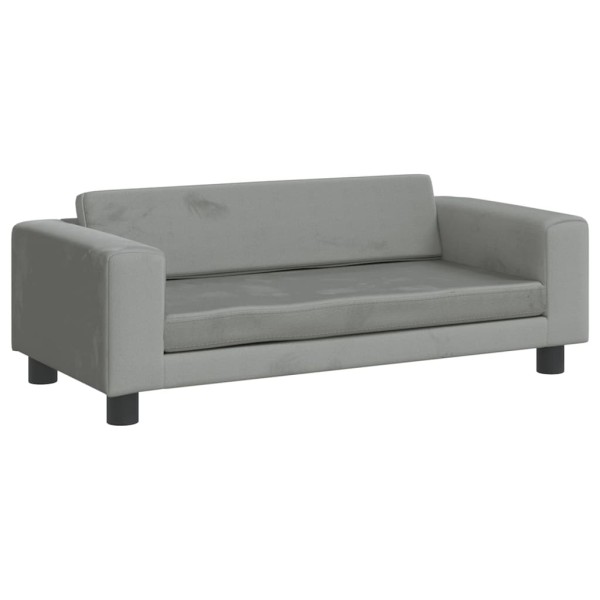 Cama de perros con extensión terciopelo gris claro 100x50x30 cm