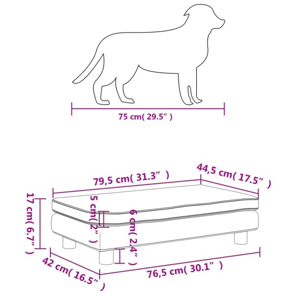 Cama de perros con extensión terciopelo gris claro 100x50x30 cm