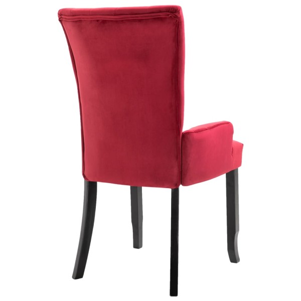 Sillas de comedor con reposabrazos terciopelo rojo 4 unidades