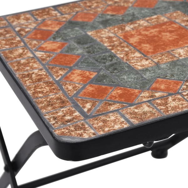 Set mesa y sillas bistró 3 piezas mosaico cerámica naranja/gris