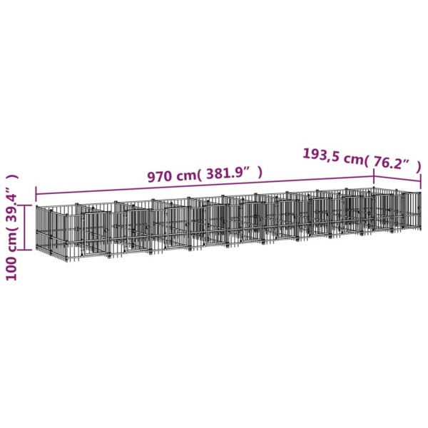 Perrera de exterior de acero 18,77 m²