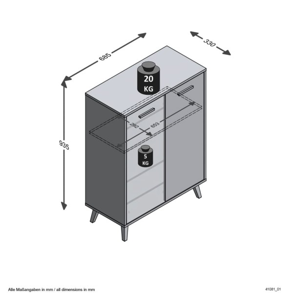 FMD Mueble zapatero 5 compartimentos roble artesanal