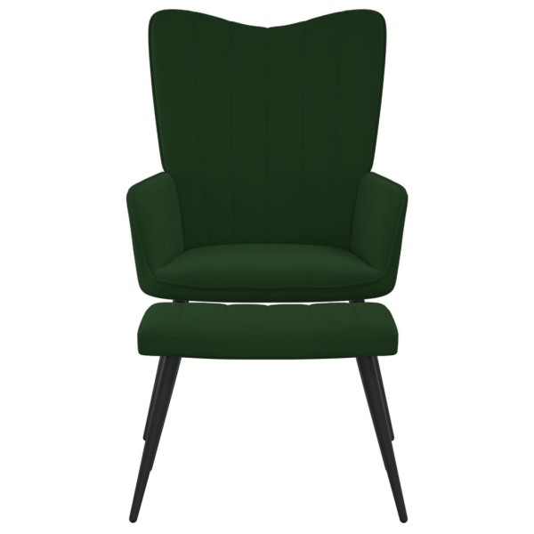 Silla de relajación con taburete terciopelo verde oscuro