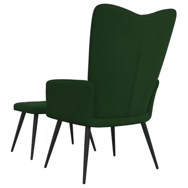 Silla de relajación con taburete terciopelo verde oscuro