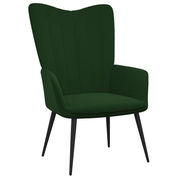 Silla de relajación con taburete terciopelo verde oscuro