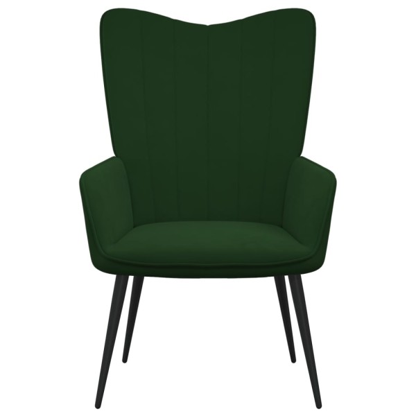 Silla de relajación con taburete terciopelo verde oscuro