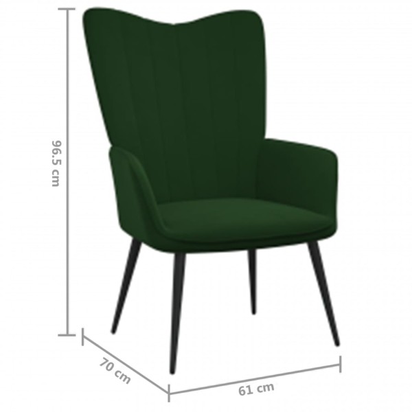 Silla de relajación con taburete terciopelo verde oscuro