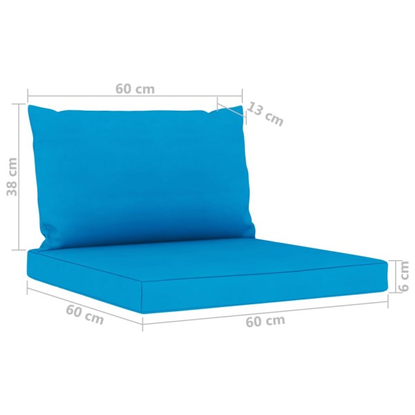 Set de muebles de jardín 10 piezas con cojines azul claro