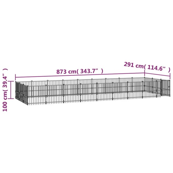 Perrera de exterior de acero 25,4 m²