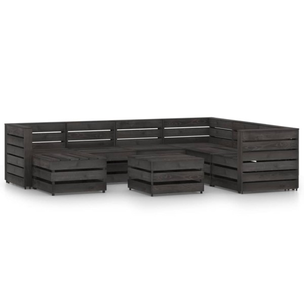 Set de muebles de jardín 8 pzas madera de pino impregnada gris