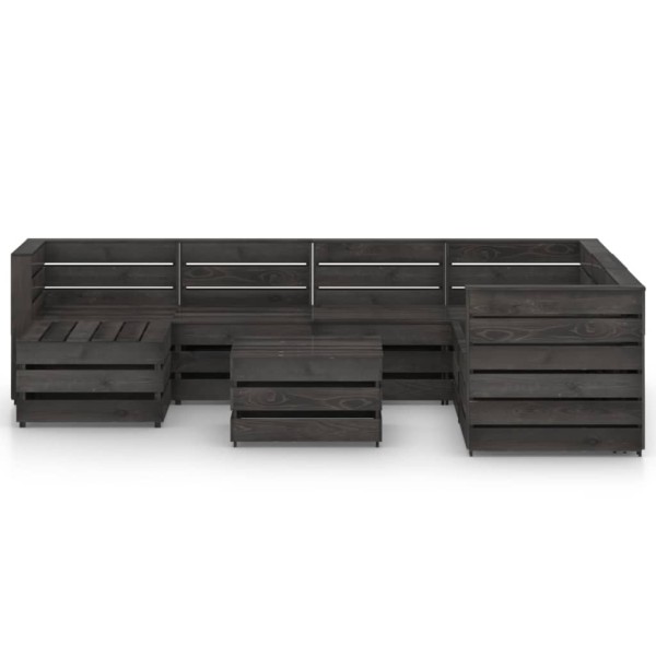 Set de muebles de jardín 8 pzas madera de pino impregnada gris