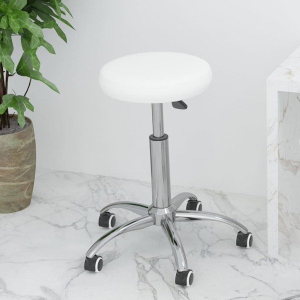 Silla de oficina giratoria de cuero sintético blanco