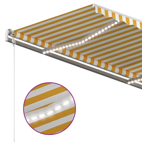 Toldo automático LED sensor de viento amarillo blanco 300x250cm