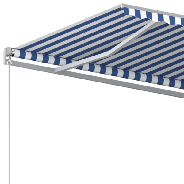 Toldo retráctil manual azul y blanco 400x350 cm