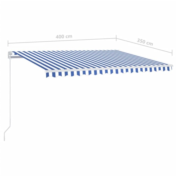 Toldo retráctil manual azul y blanco 400x350 cm