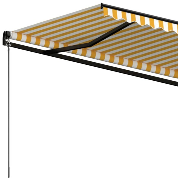 Toldo retráctil manual amarillo y blanco 450x350 cm