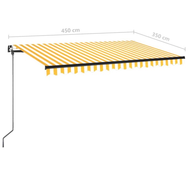 Toldo retráctil manual amarillo y blanco 450x350 cm