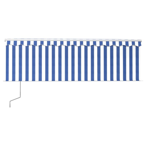 Toldo automático persiana LED sensor viento azul blanco 4,5x3 m