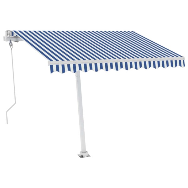 Toldo automático LED sensor de viento azul y blanco 300x250 cm