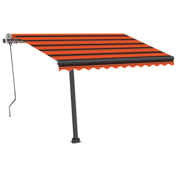 Toldo retráctil manual con LED naranja y marrón 350x250 cm