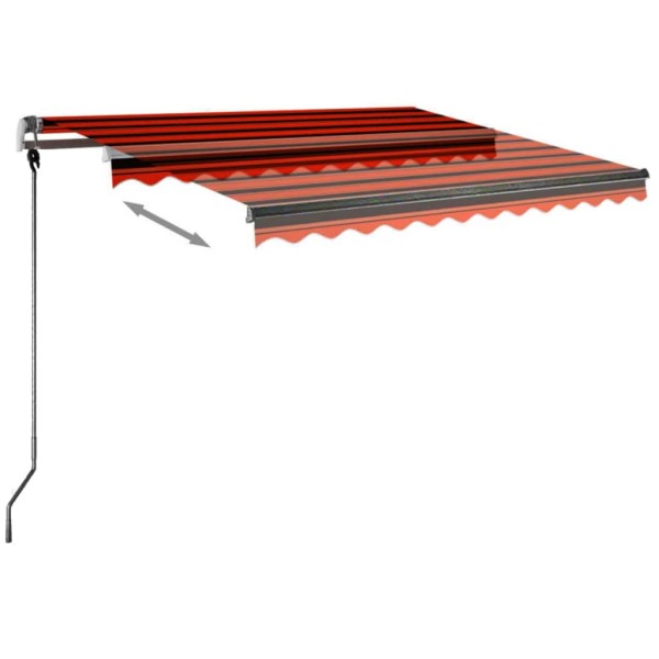 Toldo retráctil manual con LED naranja y marrón 350x250 cm