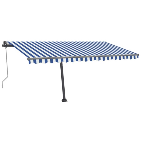 Toldo de pie automático azul y blanco 400x300 cm