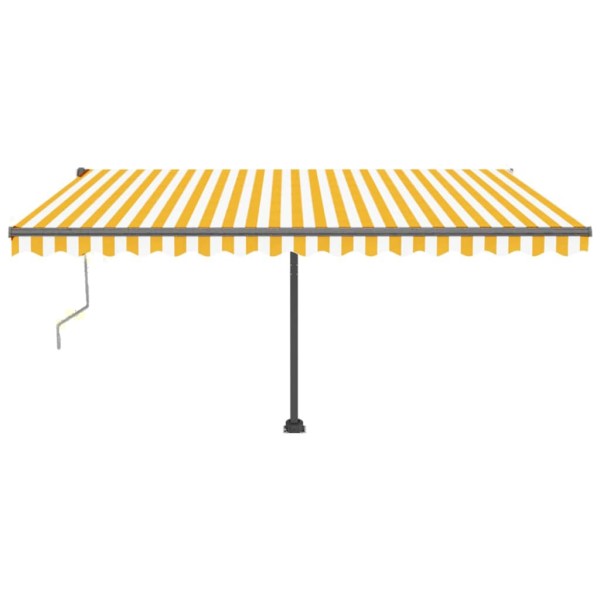 Toldo de pie automático amarillo y blanco 400x350 cm