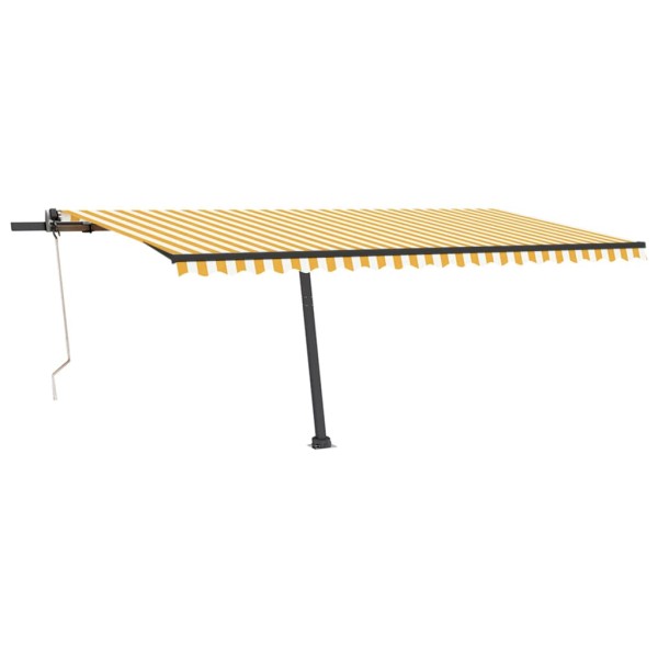 Toldo de pie automático amarillo y blanco 500x350 cm