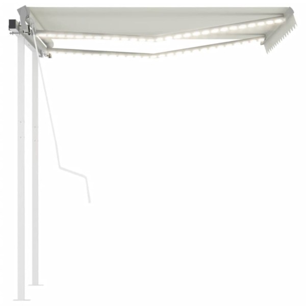 Toldo automático LED sensor de viento crema 3,5x2,5 m