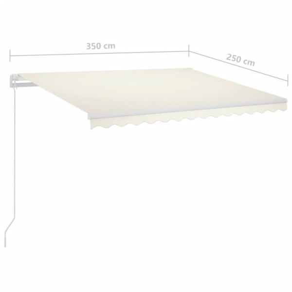 Toldo automático LED sensor de viento crema 3,5x2,5 m