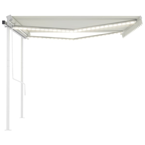 Toldo automático con LED sensor de viento crema 4,5x3 m