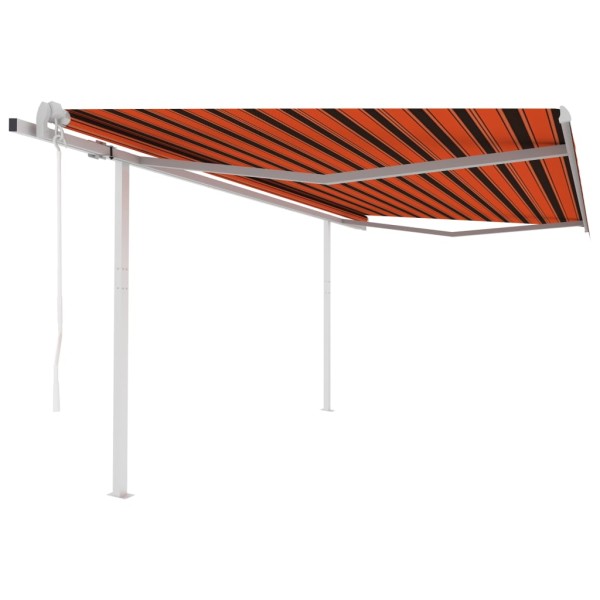 Toldo retráctil automático con postes naranja y marrón 4,5x3 m