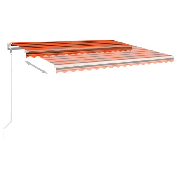 Toldo retráctil automático con postes naranja y marrón 4,5x3 m