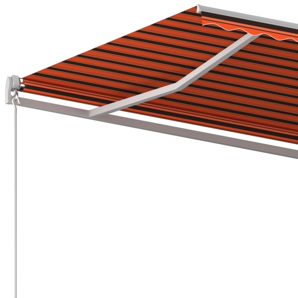 Toldo retráctil automático con postes naranja y marrón 4,5x3 m