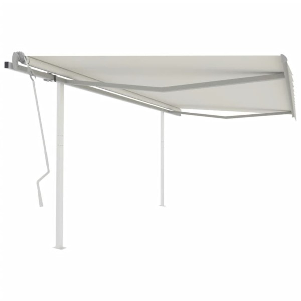 Toldo manual retráctil con postes crema 4x3,5 m