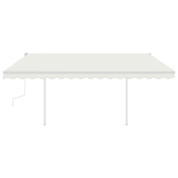 Toldo manual retráctil con postes crema 4x3,5 m