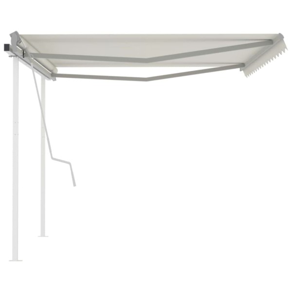 Toldo manual retráctil con postes crema 4x3,5 m