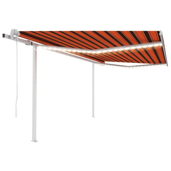 Toldo automático LED sensor de viento naranja marrón 4,5x3,5 m