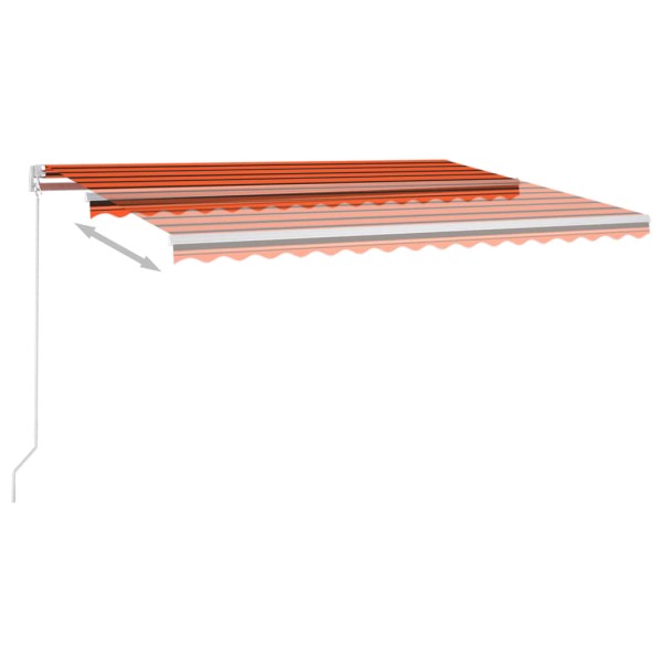 Toldo automático LED sensor de viento naranja marrón 4,5x3,5 m