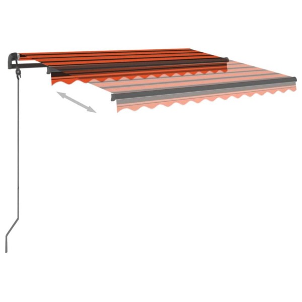 Toldo automático retráctil con postes naranja y marrón 3x2,5 m